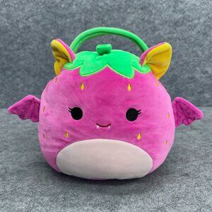 Squishmallows Gwendolyn the Neon Strawberry Bat Halloween Treat Pail 11" Plush